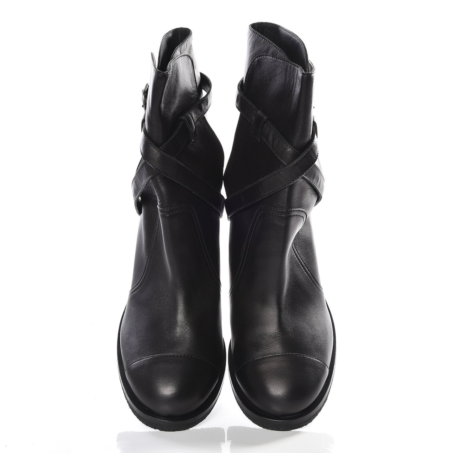Lambskin CC Buckle Short Boots 41 Black