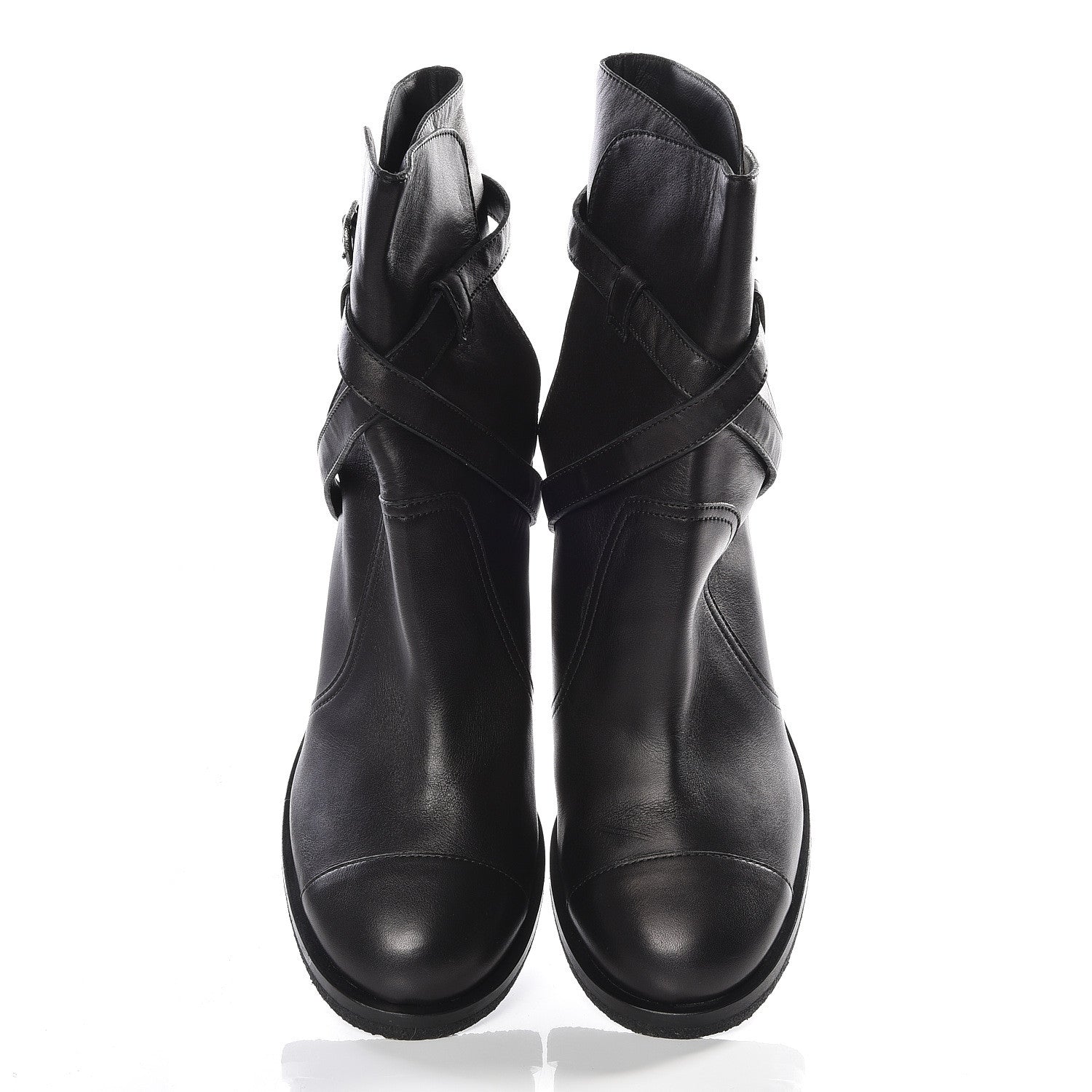 Chanel Lambskin CC Buckle Short Boots 41 Black 4 of 11