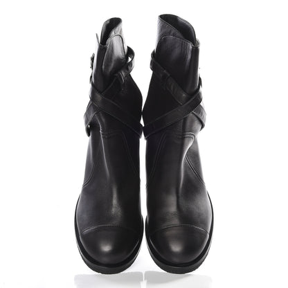Chanel Lambskin CC Buckle Short Boots 41 Black 4 of 11