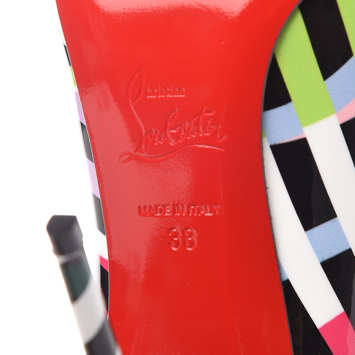 Christian Louboutin Patent Cinestripes Pigalle Follies 100 Pumps 38 Multi 6 of 8