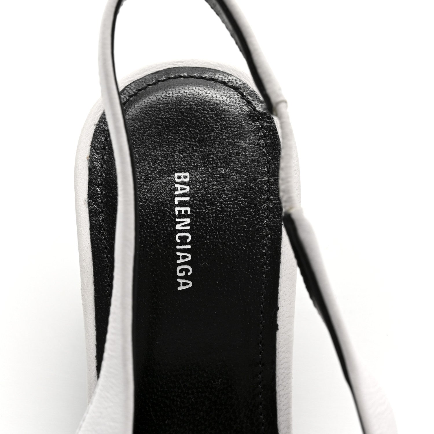 Balenciaga Nappa Stripe Poplin Pointed Toe Knife Chemise Slingback Mules 38.5 White Navy 7 of 10