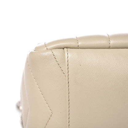 Saint Laurent Calfskin Y Quilted Monogram Small Loulou Bowling Bag Ivory 9 of 10