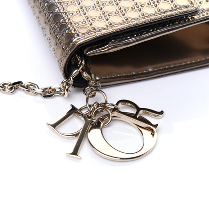 Christian Dior Metallic Patent Micro-Cannage Lady Dior Croisiere Chain Wallet Champagne 10 of 11