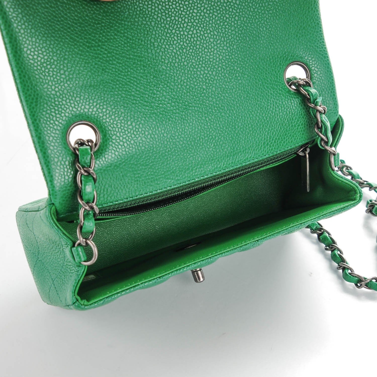 Chanel Caviar Quilted Mini Rectangular Flap Green 6 of 7
