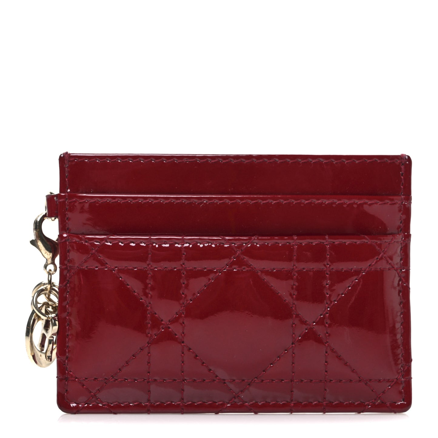 Patent Cannage Lady Dior Card Holder Red