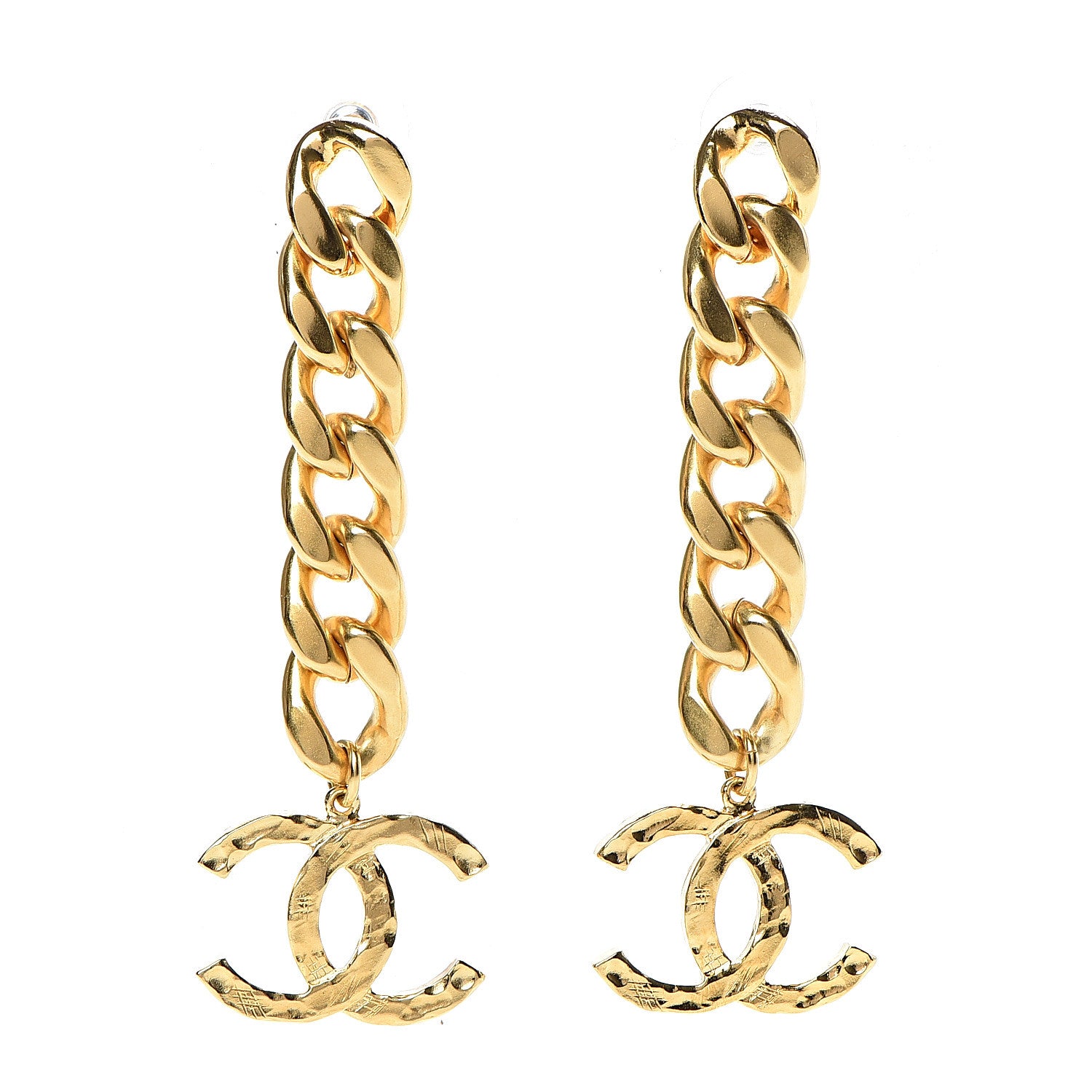 Chanel Metal CC Pick Drop Earrings Gold 1 of 5