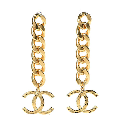Chanel Metal CC Pick Drop Earrings Gold 1 of 5