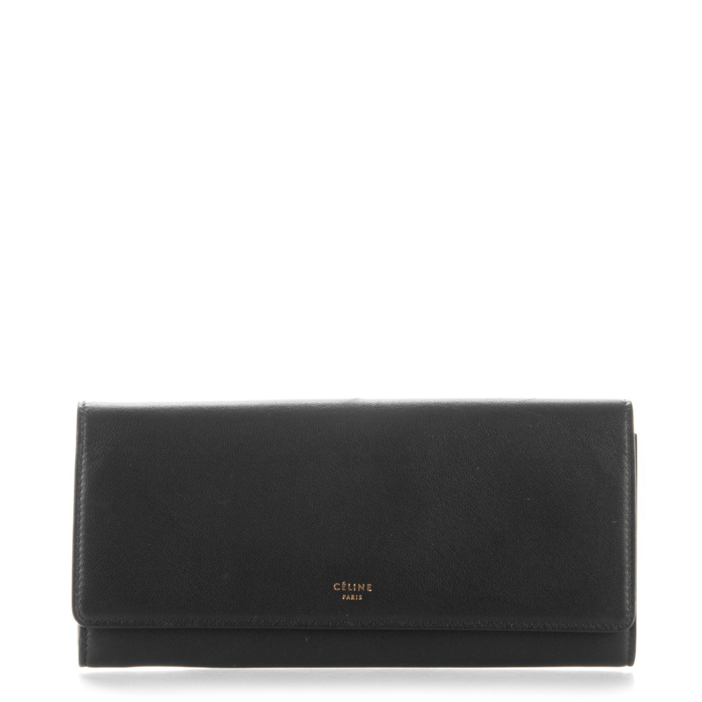 Lambskin Large Flap Wallet Black