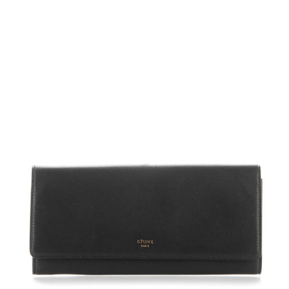 Celine Lambskin Large Flap Wallet Black 1 of 7