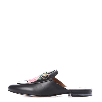 Gucci Calfskin Flower Embroidered Princetown Slippers 40 Black 1 of 11