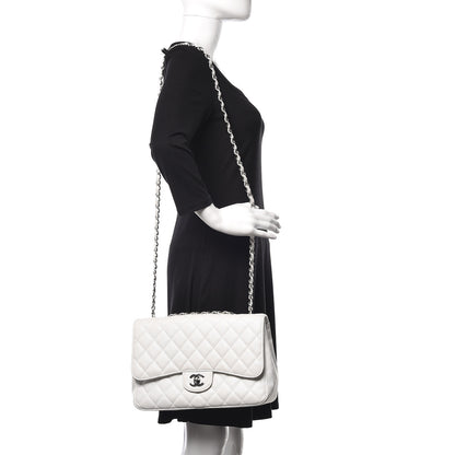 Chanel Caviar Quilted Jumbo Single Flap White 3 of 12