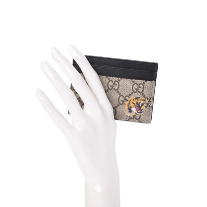 Gucci GG Supreme Monogram Tiger Print Card Holder Black 2 of 6