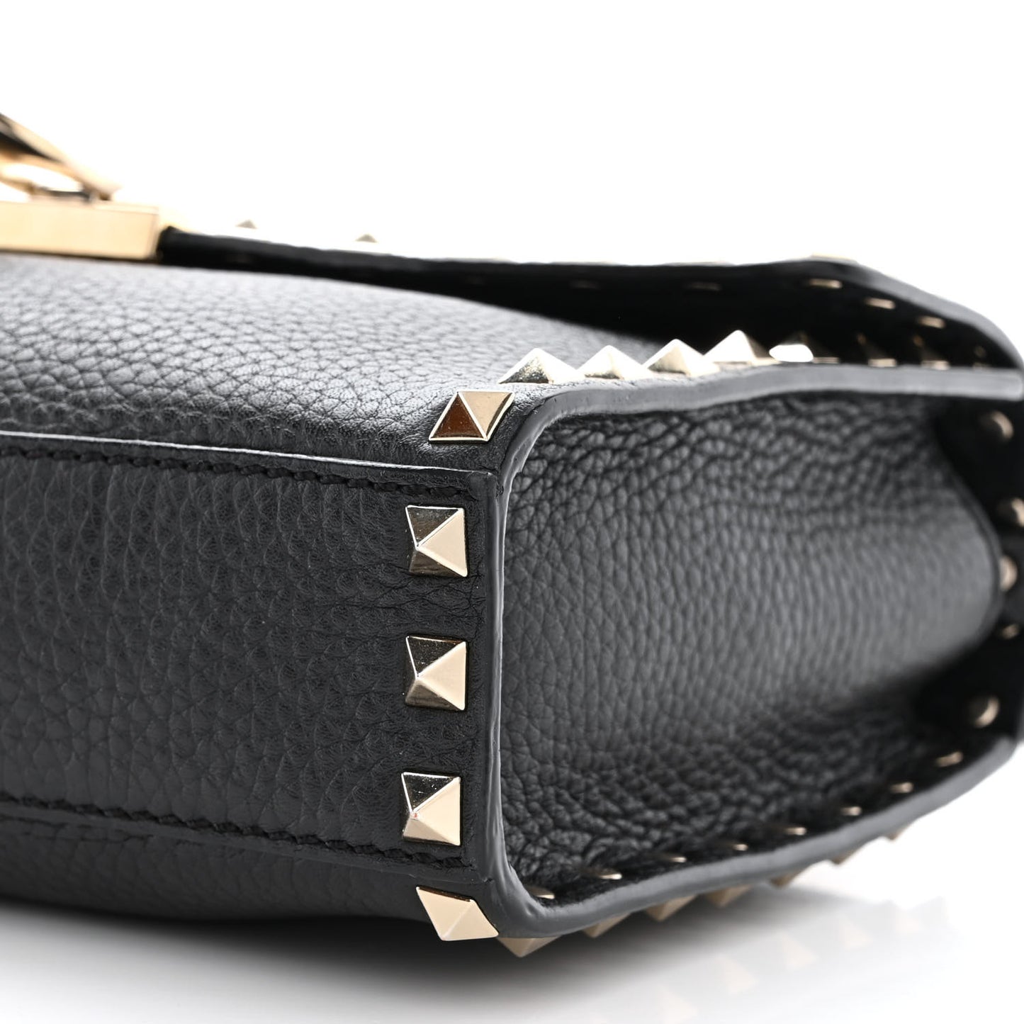 Pebbled Calfskin Medium Rockstud Flip Lock Crossbody Bag Black