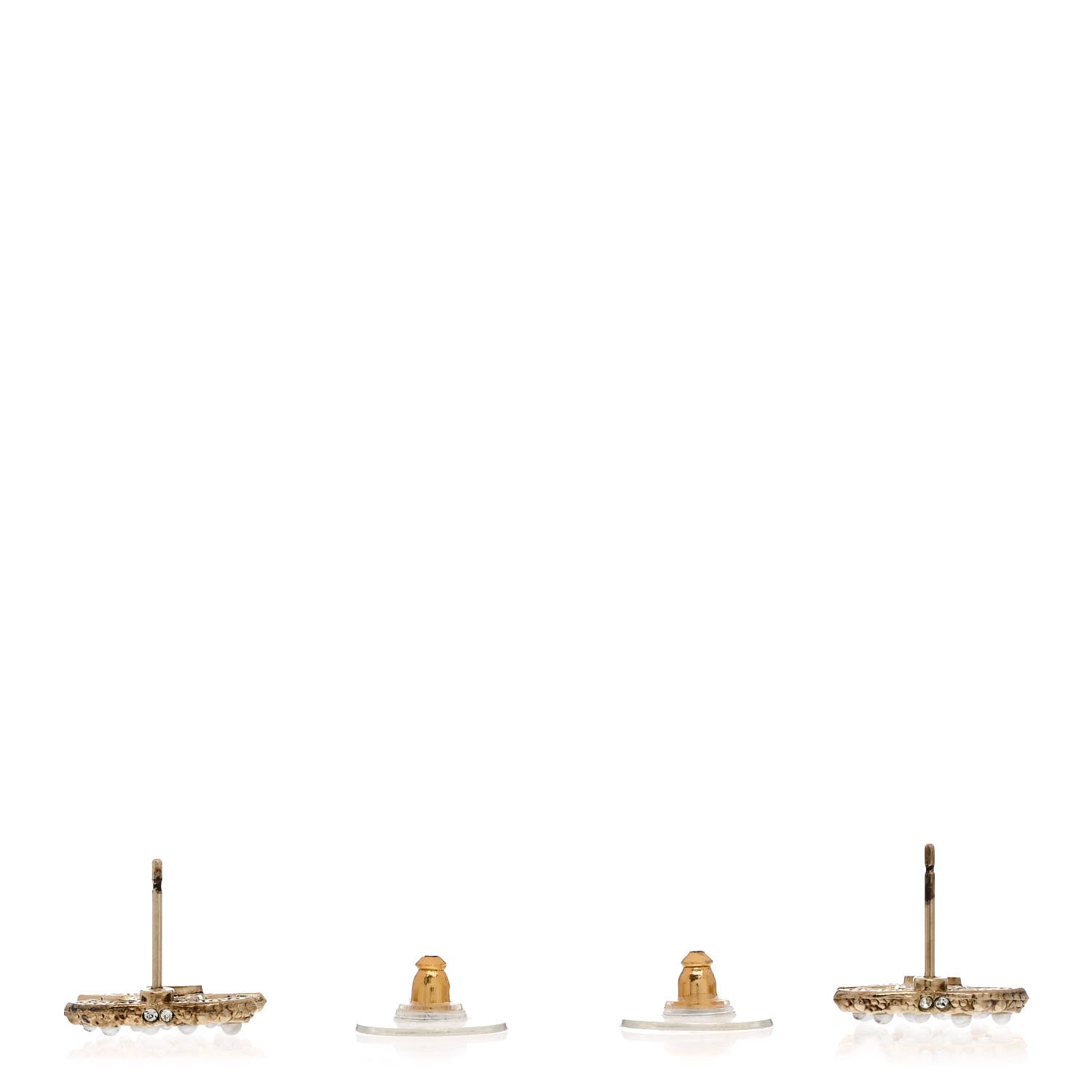 Chanel Metal Graduated Pearl Crystal CC Earrings Light Gold 3 of 4