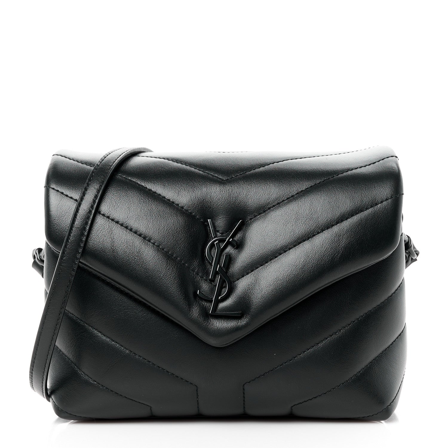Saint Laurent Calfskin Y Quilted Monogram Monochrome Toy Loulou Crossbody Bag Black 1 of 12