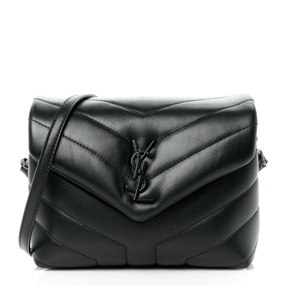 Saint Laurent Calfskin Y Quilted Monogram Monochrome Toy Loulou Crossbody Bag Black 1 of 12