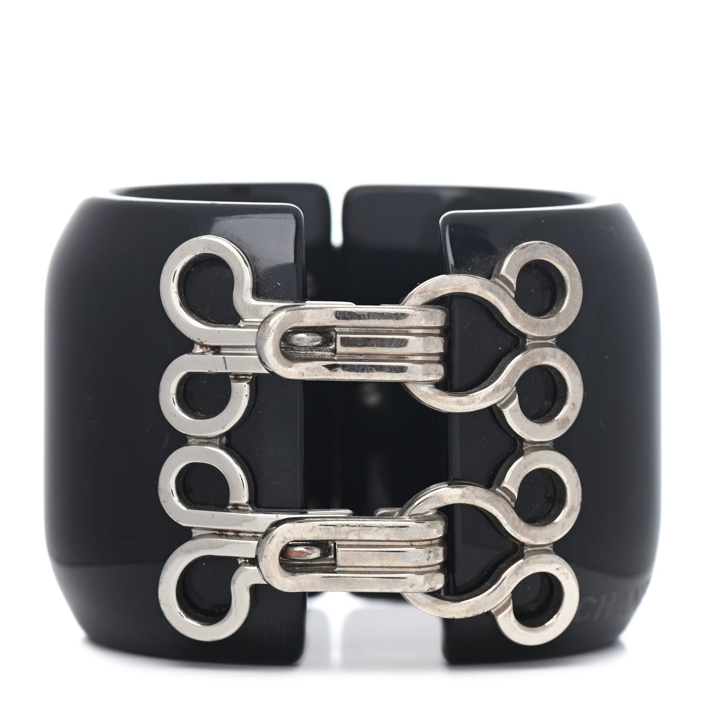 Resin Cuff Bracelet Black Silver