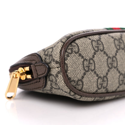 Gucci GG Supreme Monogram Textured Calfskin Web Medium Ophidia Cosmetic Case Beige Ebony New Acero 8 of 9