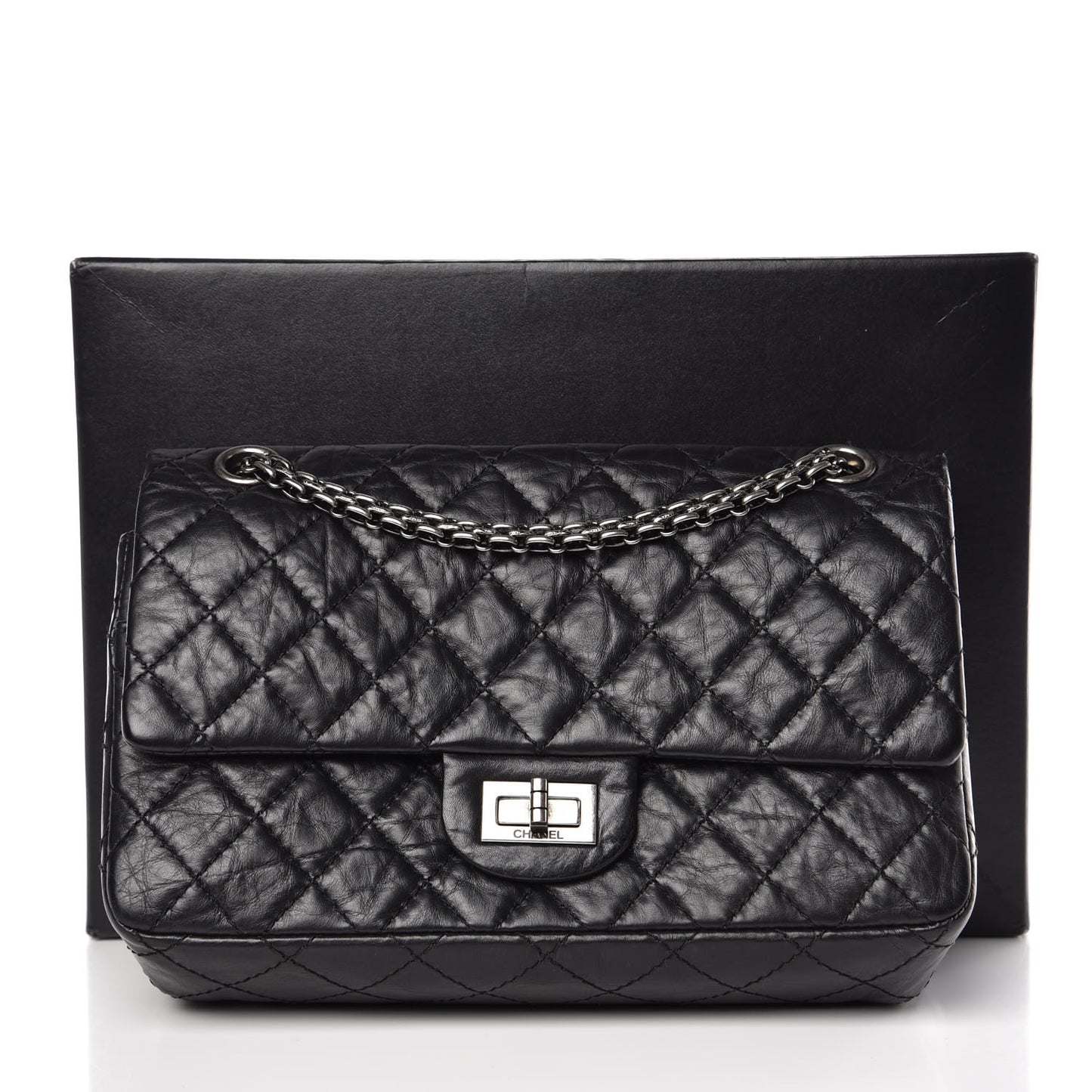 Aged Calfskin Quilted 2.55 Reissue 225 Flap Black