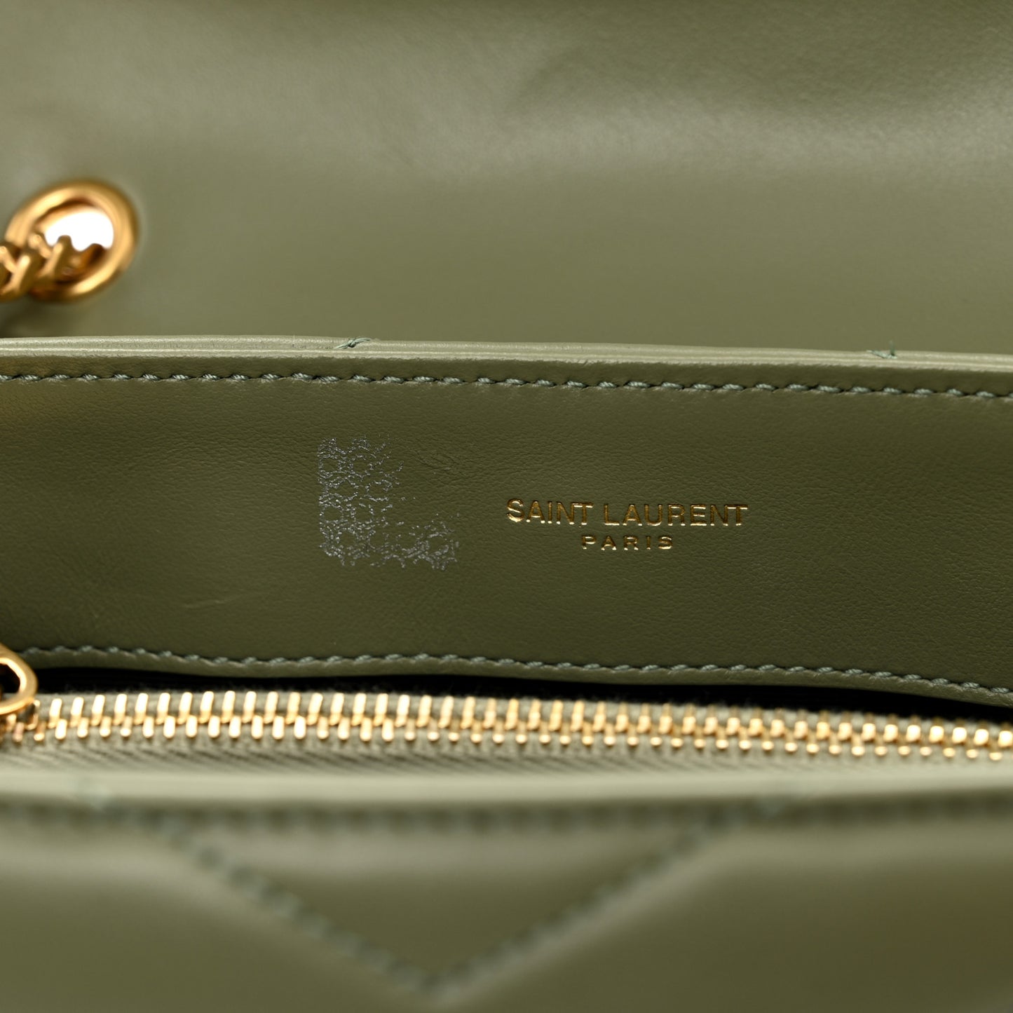 Calfskin Y Quilted Monogram Small Loulou Chain Satchel Light Sage