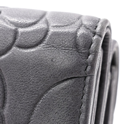 Chanel Lambskin Camellia Embossed Small Double Wallet Grey 13 of 14