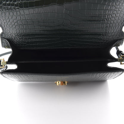 Saint Laurent Calfskin Crocodile Embossed Medium Classic Monogram Cassandra Top Handle Green 5 of 11