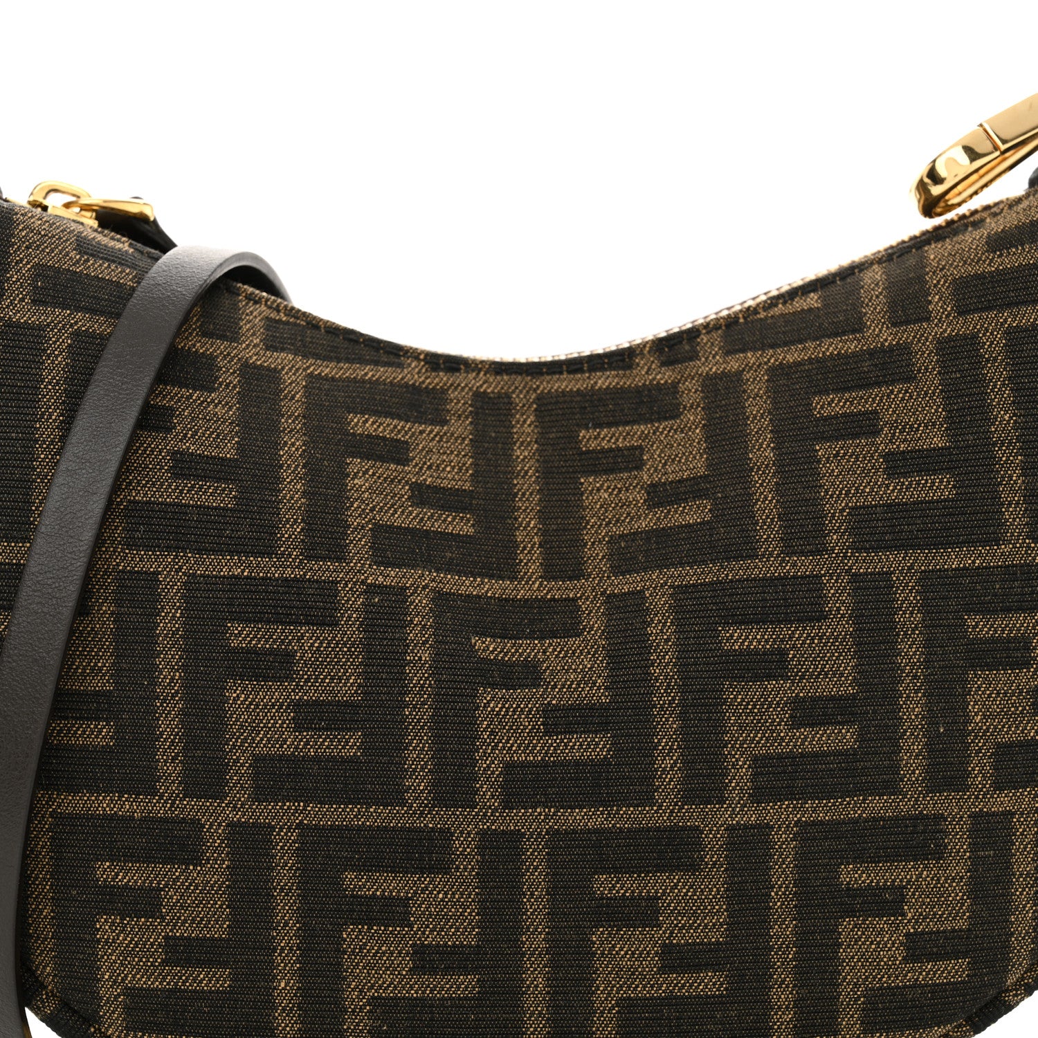 Fendi Fabric Jacquard Vitello Grace FF 1974 Mini Fendigraphy Hobo Bag Tobacco Moro Ebano 8 of 11