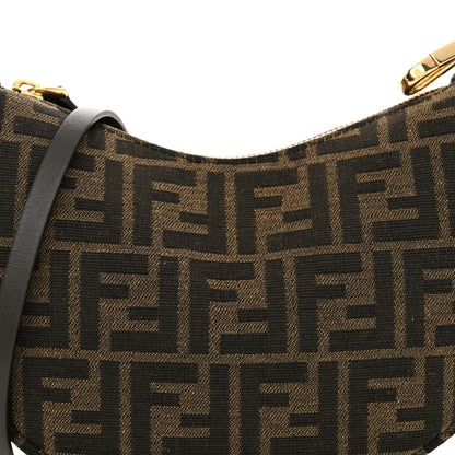 Fendi Fabric Jacquard Vitello Grace FF 1974 Mini Fendigraphy Hobo Bag Tobacco Moro Ebano 8 of 11