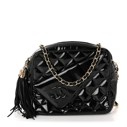 Chanel Patent Quilted Tassel Camera Case Black 1 of 13