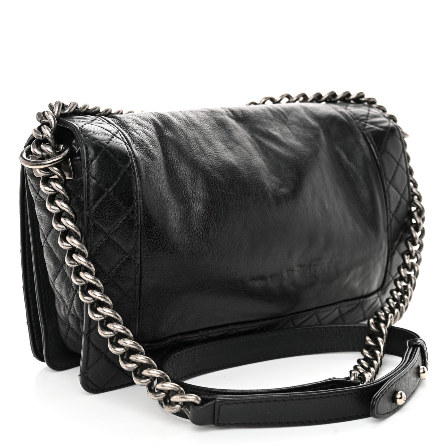 Calfskin New Medium Boy Reverso Flap Black
