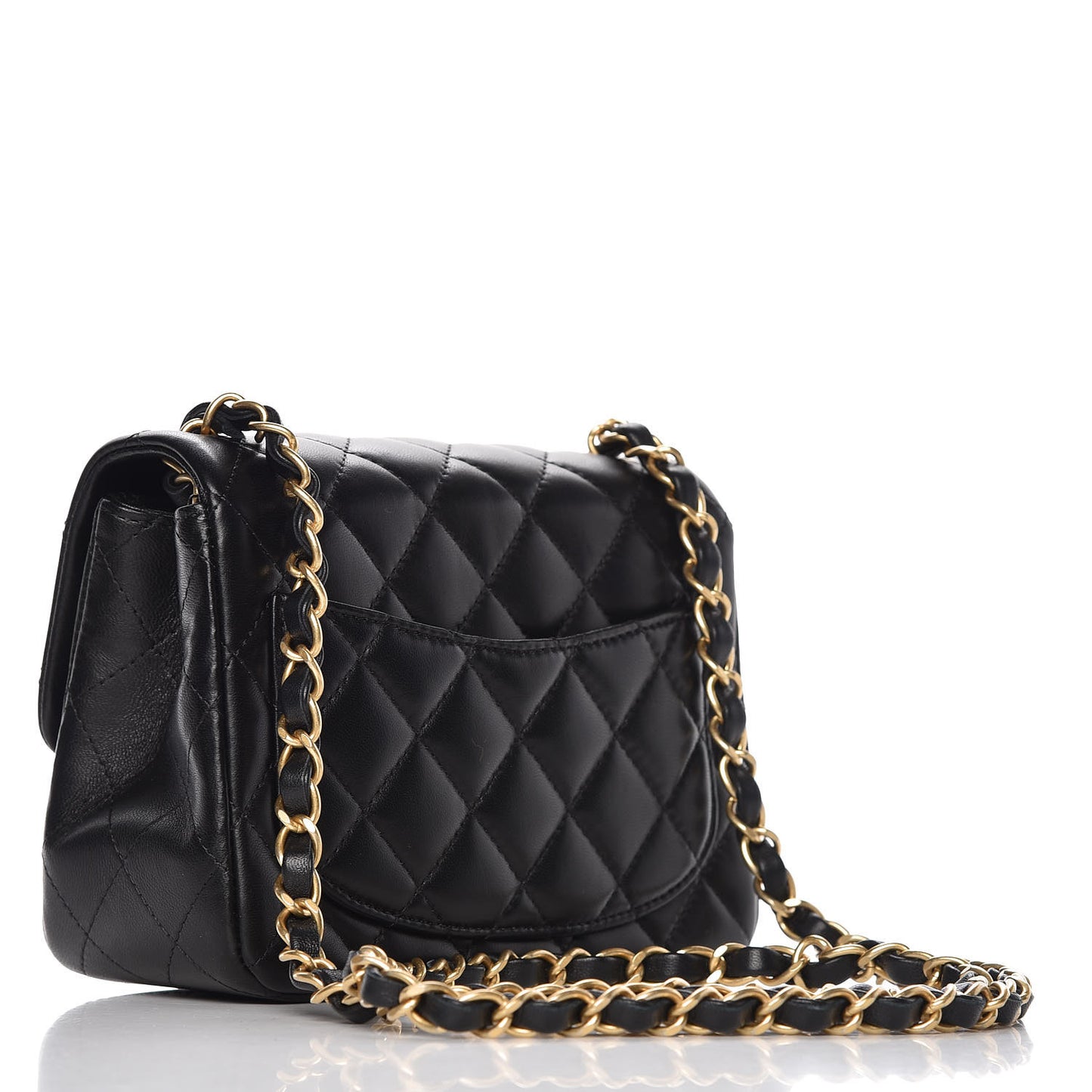 Lambskin Quilted Mini Square Flap Black