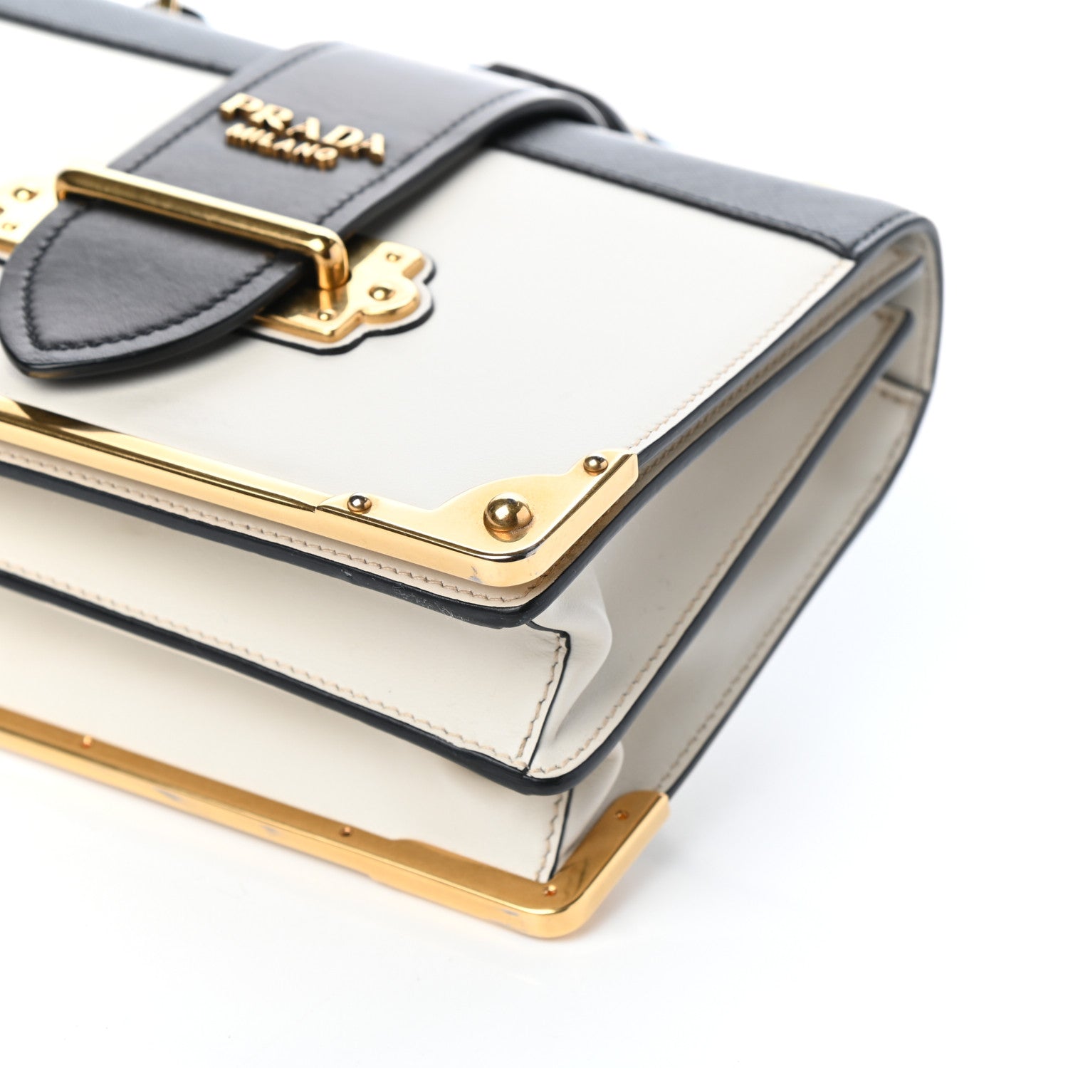 Prada City Calf Saffiano Cahier Bag Talco Black 9 of 9