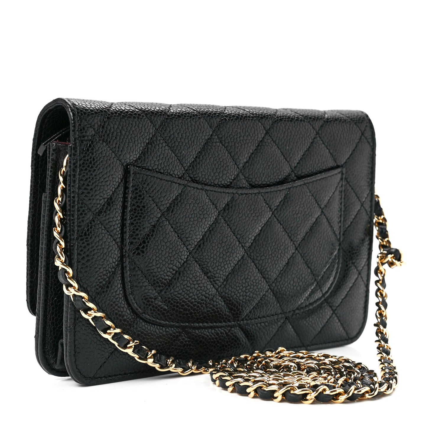 Caviar Quilted Wallet on Chain WOC Black