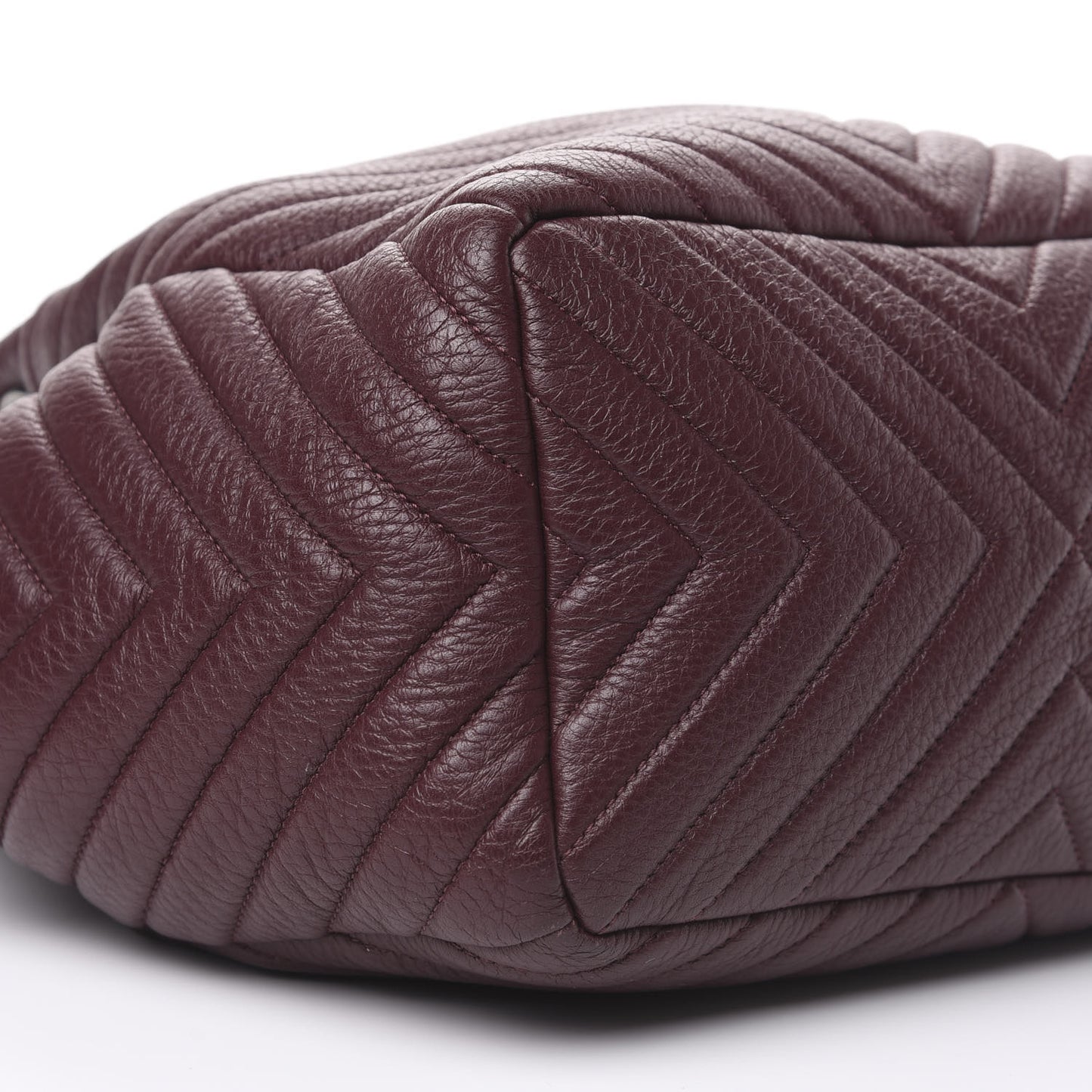 Deerskin Chevron Medium CC Chain Bucket Drawstring Bag Burgundy