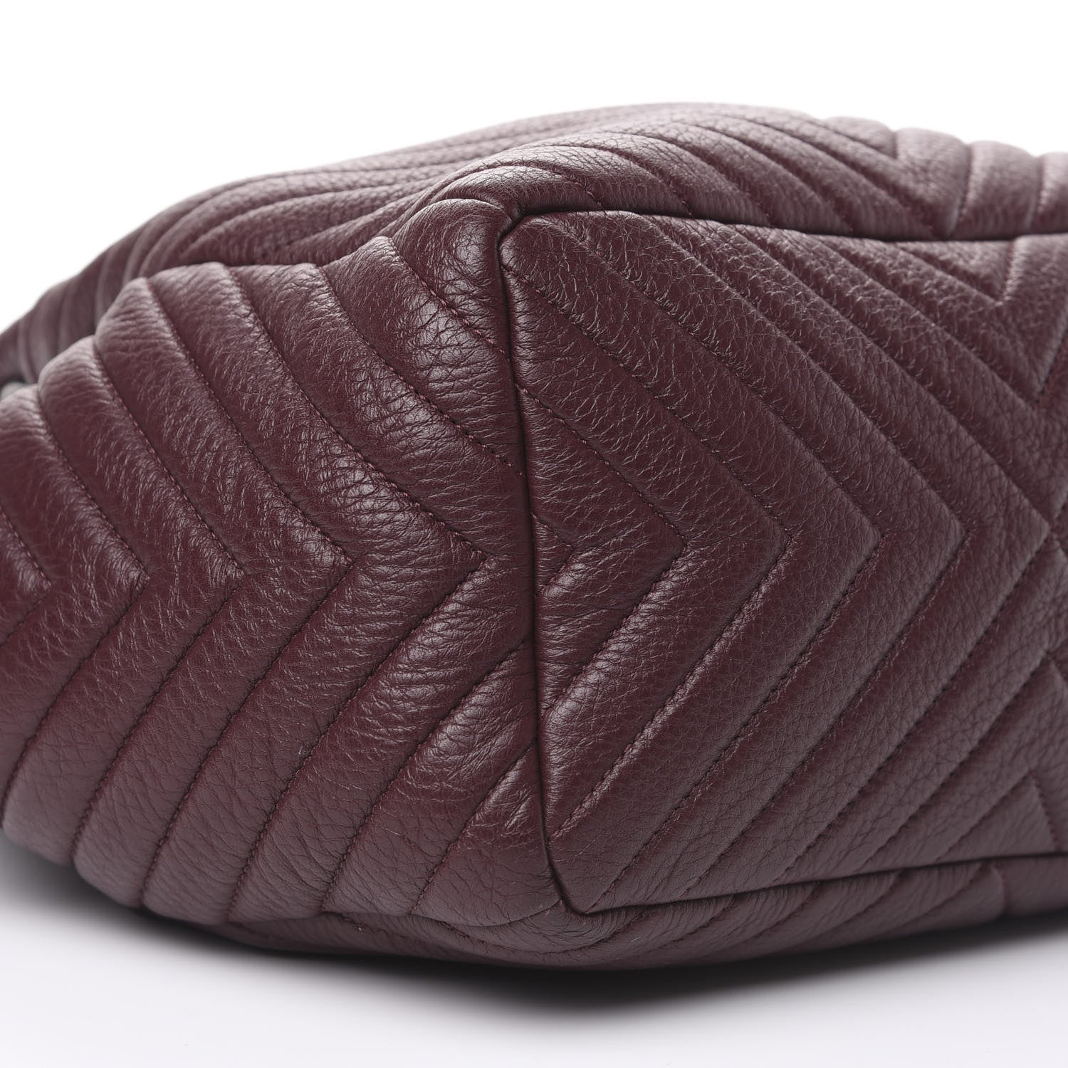 Chanel Deerskin Chevron Medium CC Chain Bucket Drawstring Bag Burgundy 7 of 8