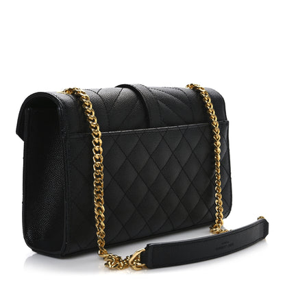 Saint Laurent Grain De Poudre Textured Mixed Matelasse Triquilt Small Monogram Satchel Black 3 of 9