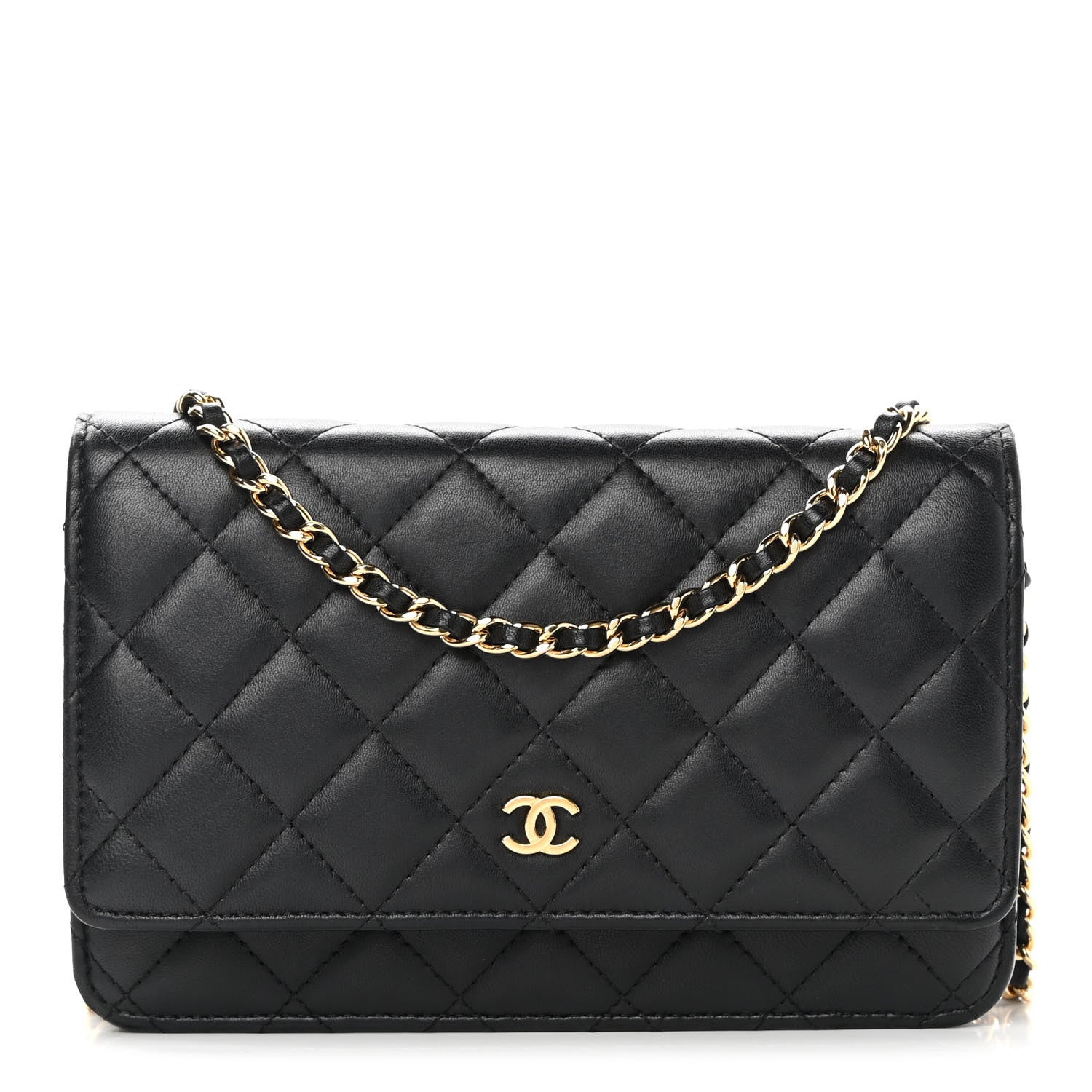 Chanel Lambskin Quilted Wallet On Chain WOC Black 1 of 17