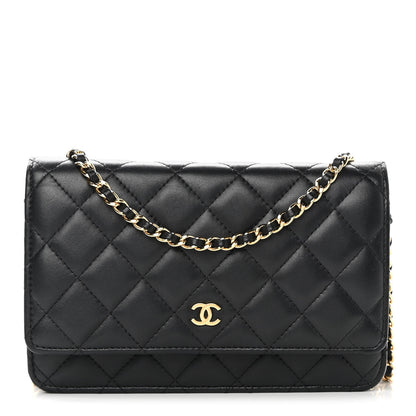 Chanel Lambskin Quilted Wallet On Chain WOC Black 1 of 17