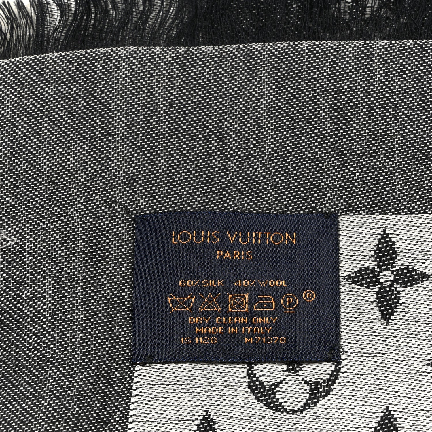 Louis Vuitton Silk Wool Monogram Denim Shawl Black 3 of 4