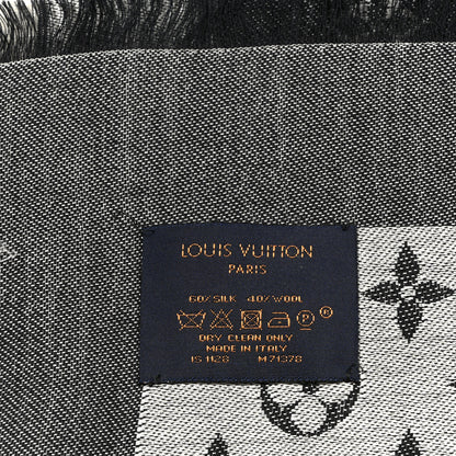 Louis Vuitton Silk Wool Monogram Denim Shawl Black 3 of 4
