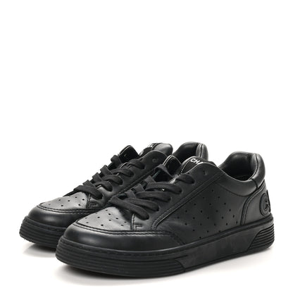 Chanel Calfskin CC Womens Sneakers 37.5 Black 4 of 10