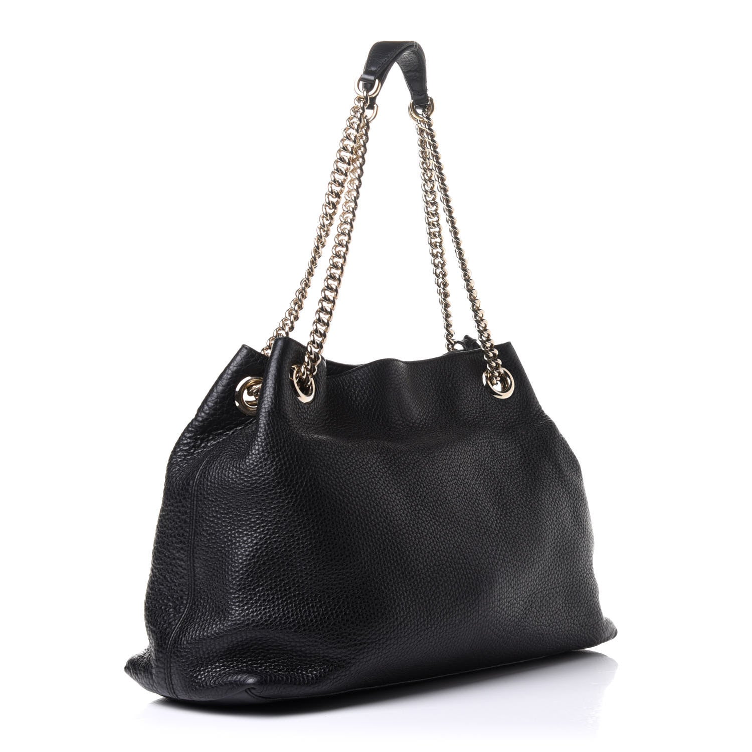 Gucci Pebbled Calfskin Medium Soho Chain Shoulder Bag Black 3 of 14