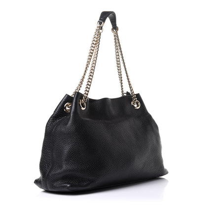 Gucci Pebbled Calfskin Medium Soho Chain Shoulder Bag Black 3 of 14
