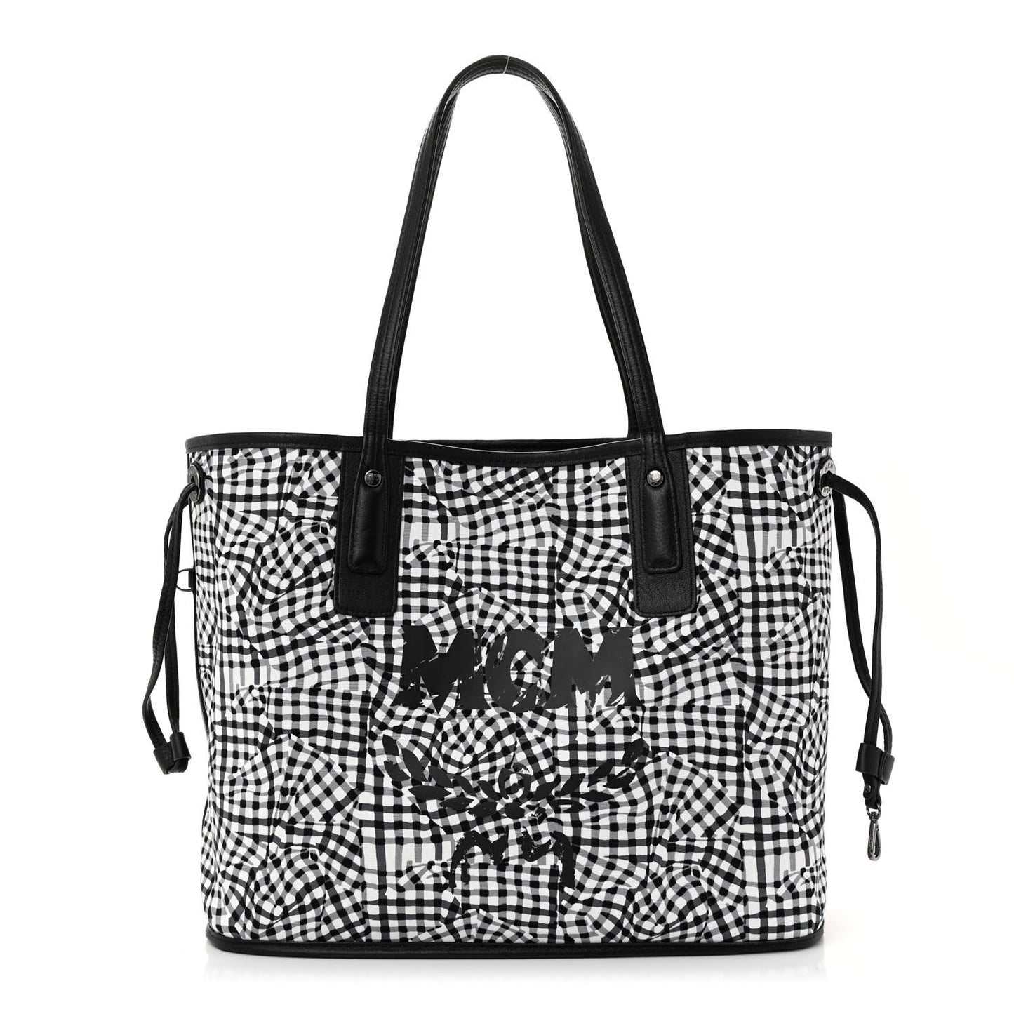 Grained Calfskin Visetos Medium Liz Reversible Shopper Tote Black