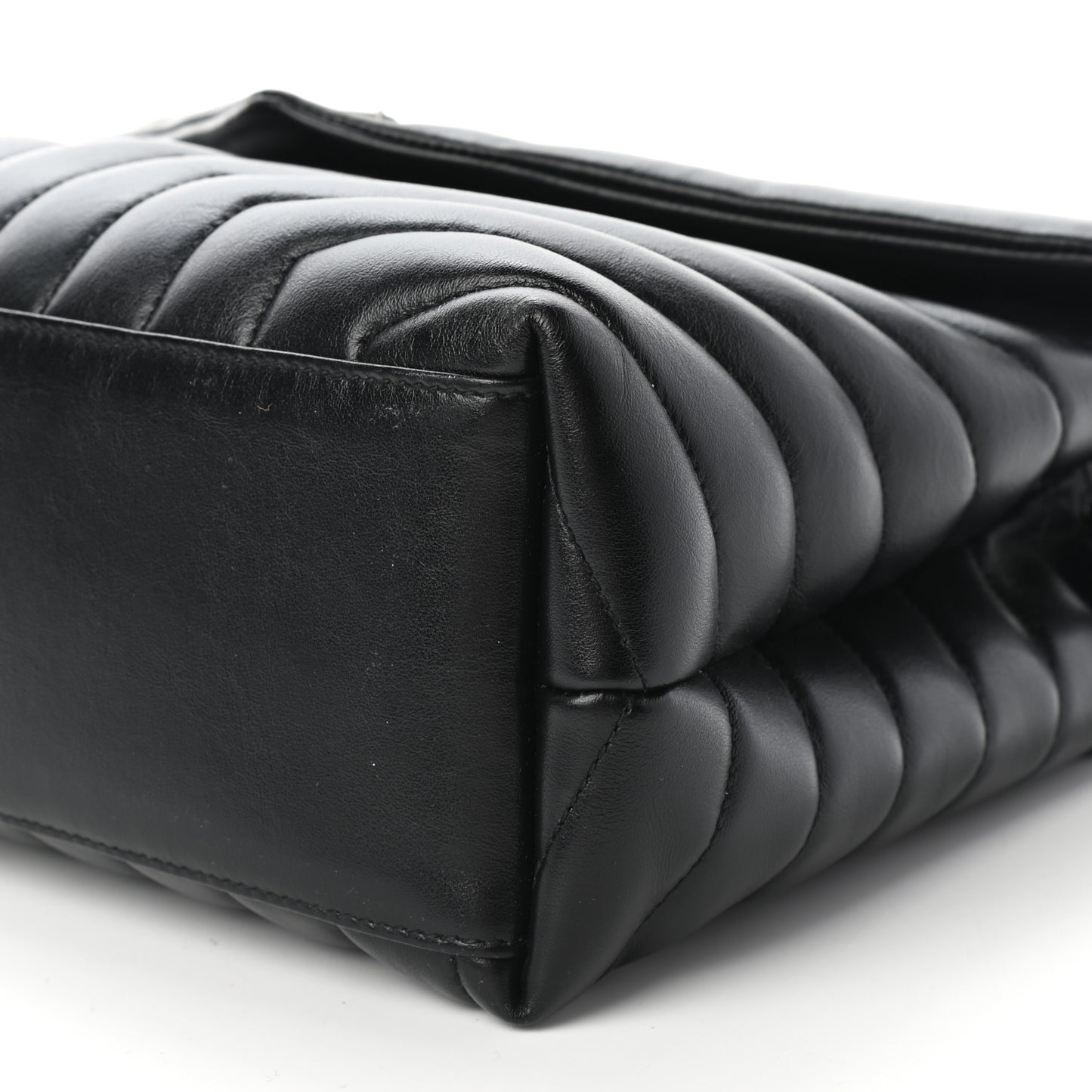 Calfskin Y Quilted Monogram Medium Loulou Chain Satchel Black