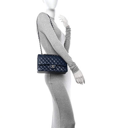 Chanel Caviar Quilted Medium Double Flap Blue 2 of 10