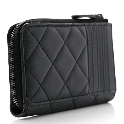 Chanel Pearly Lambskin Quilted Zip Card Holder So Black 3 of 8