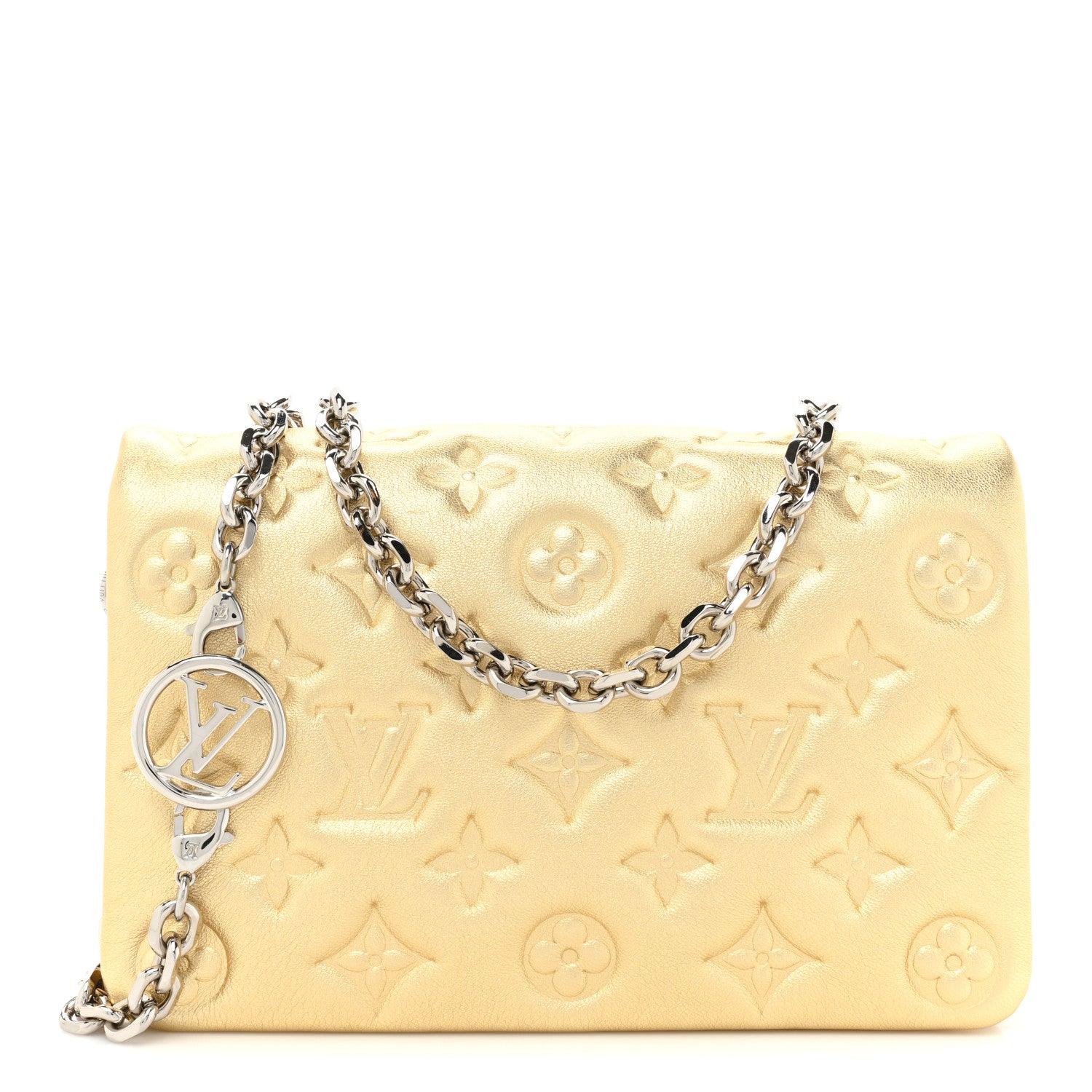 Louis Vuitton Metallic Lambskin Embossed Monogram Pochette Coussin Gold 1 of 13