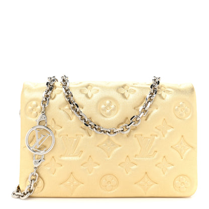 Louis Vuitton Metallic Lambskin Embossed Monogram Pochette Coussin Gold 1 of 13