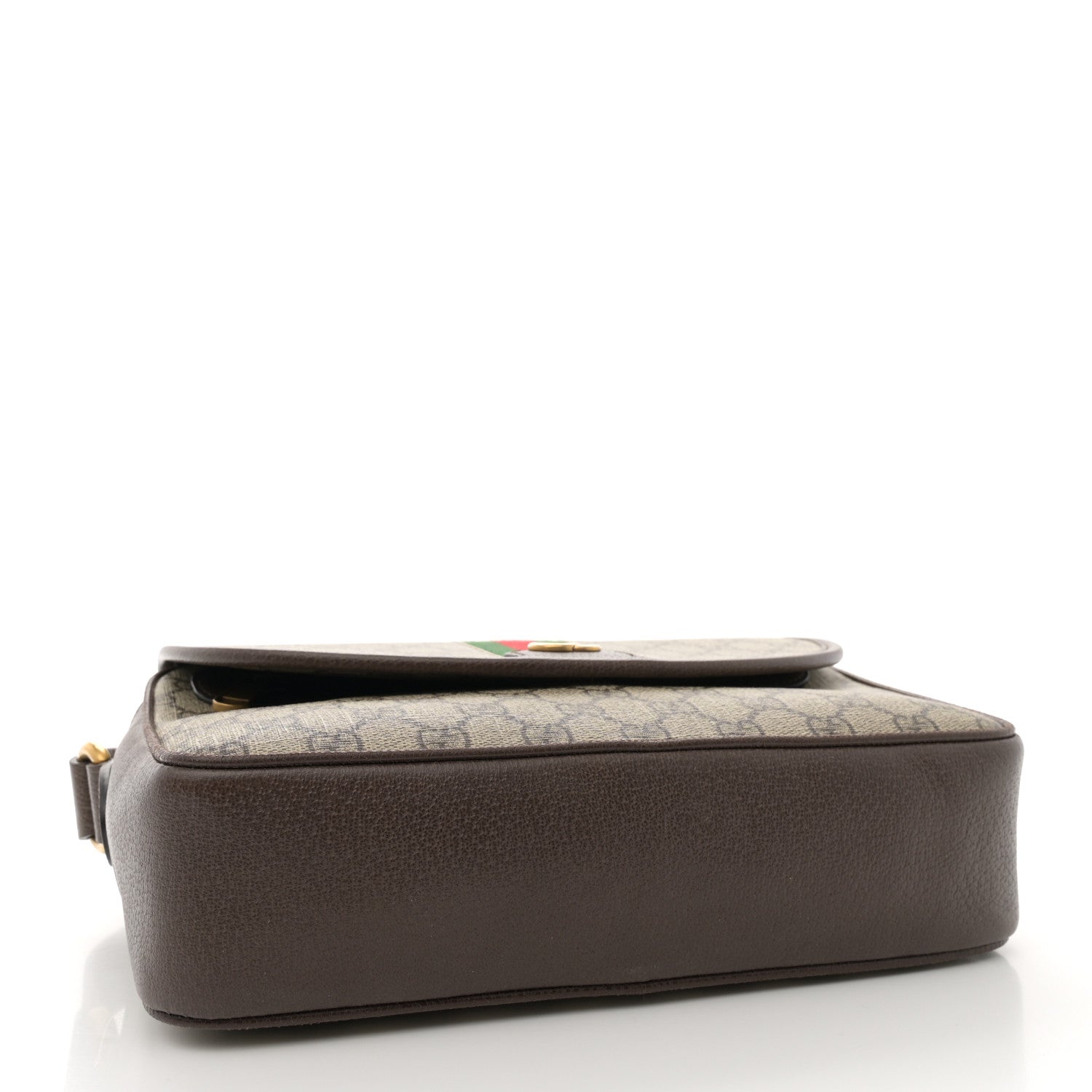 Gucci GG Supreme Monogram Textured Dollar Calfskin Web Ophidia Flap Shoulder Bag Beige Ebony New Acero 4 of 10